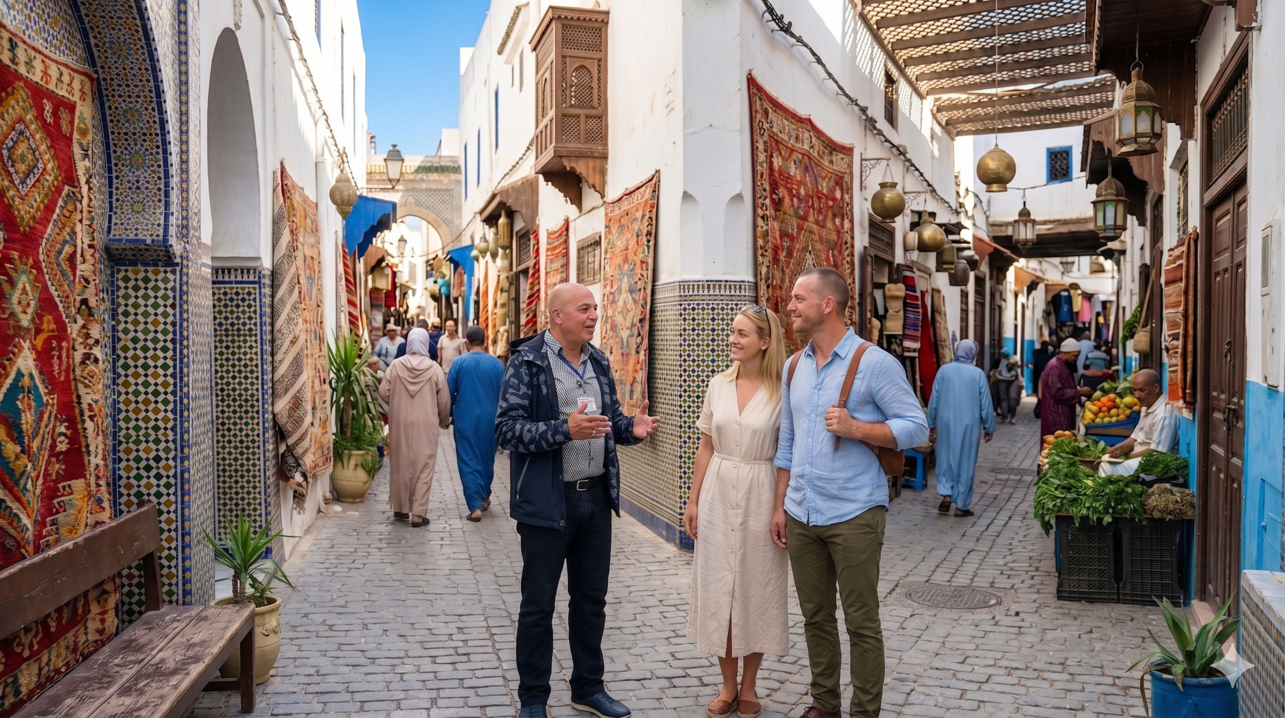 Tourists discovering the city with the best private guide Tangier - Local Expert