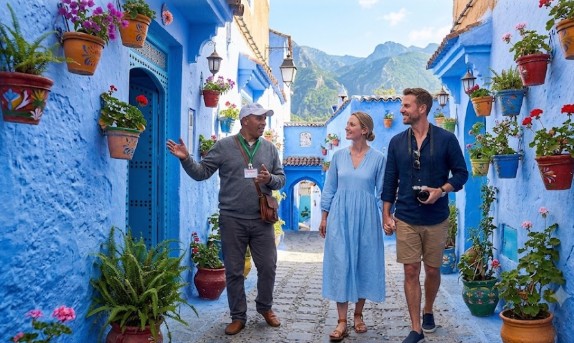 Stunning view of the blue city medina on a Chefchaouen day trip from Fes.