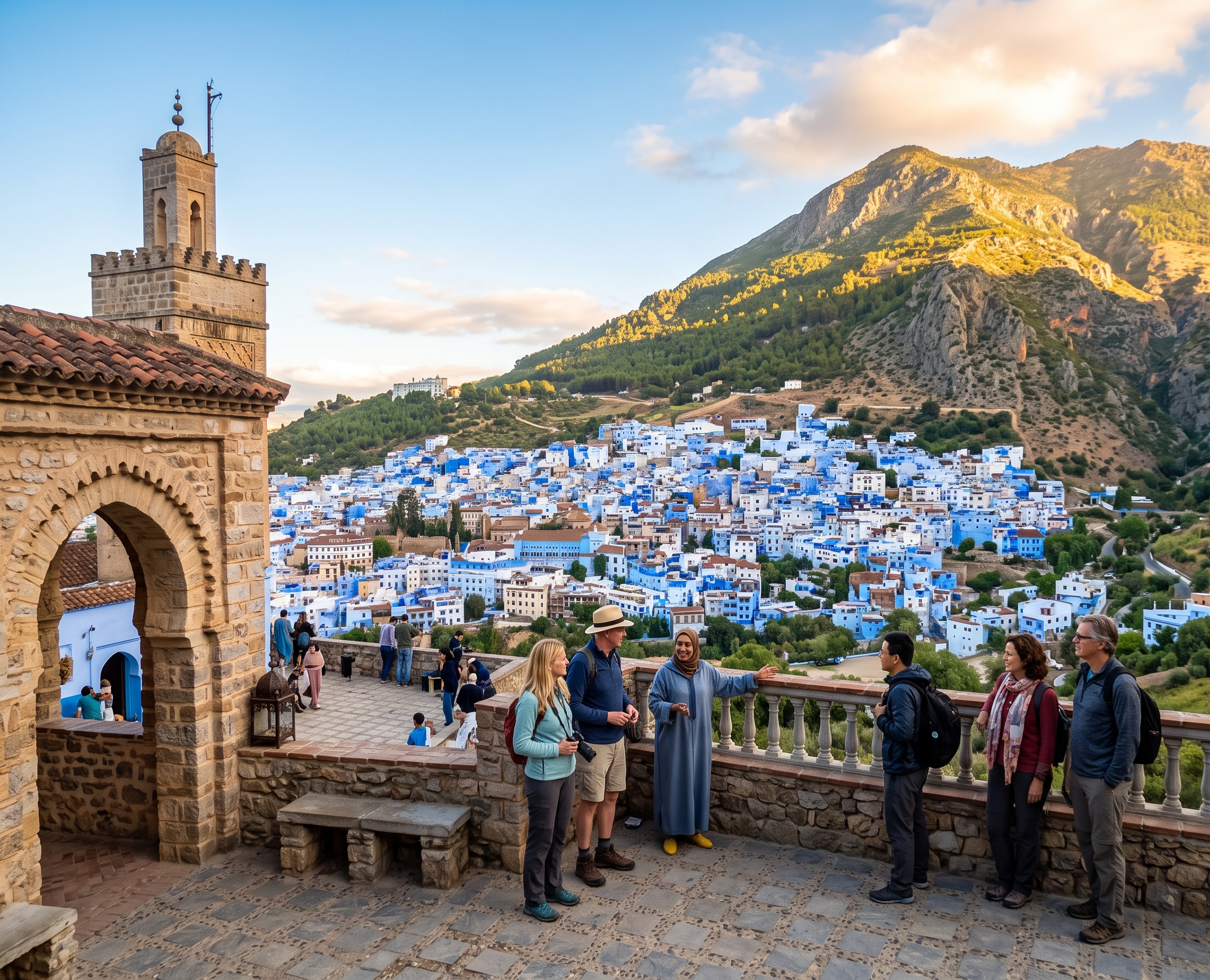 Breathtaking panoramic view of Chefchaouen from the hilltop Spanish Mosque