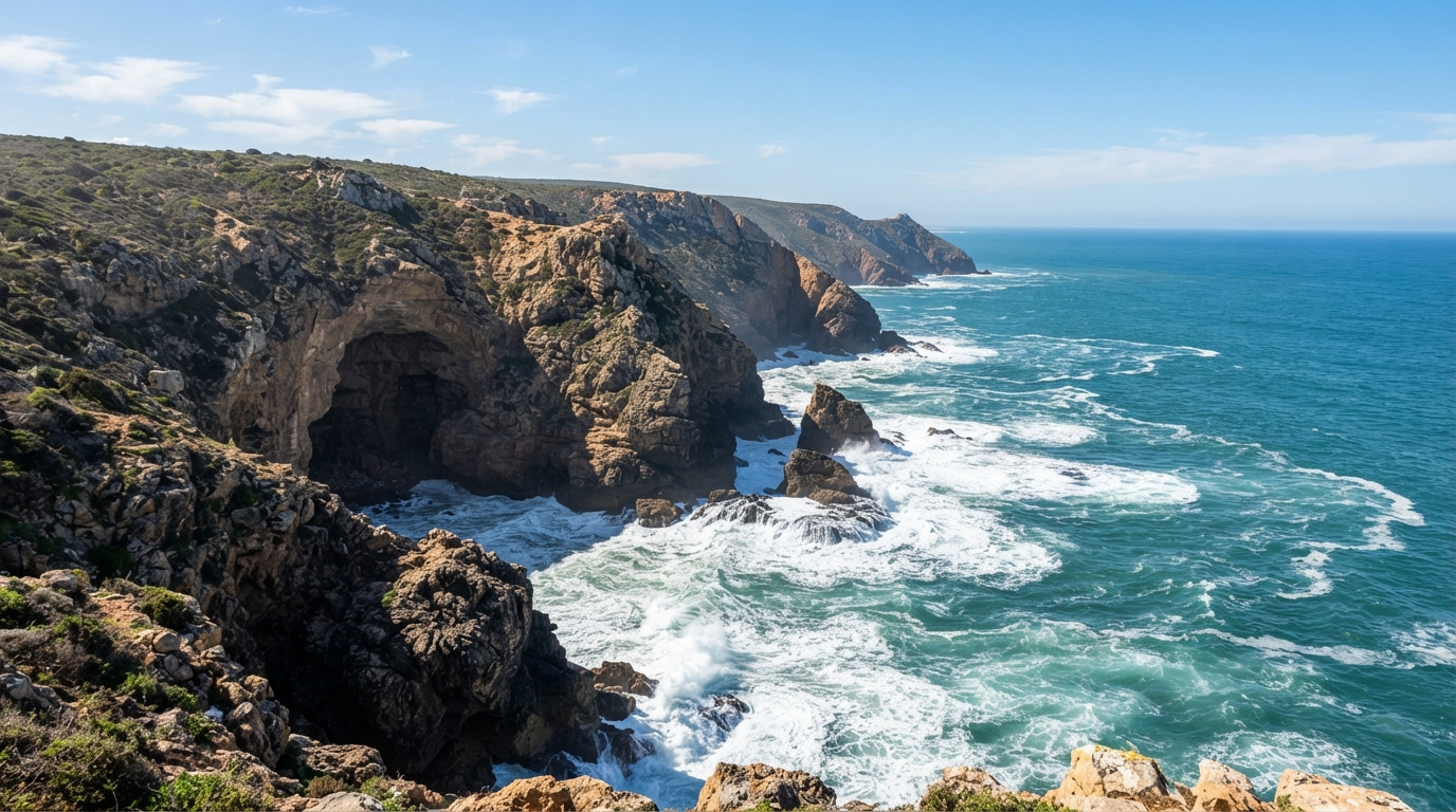 Rocky Atlantic coastline near Tangier close to the Caves of Hercules