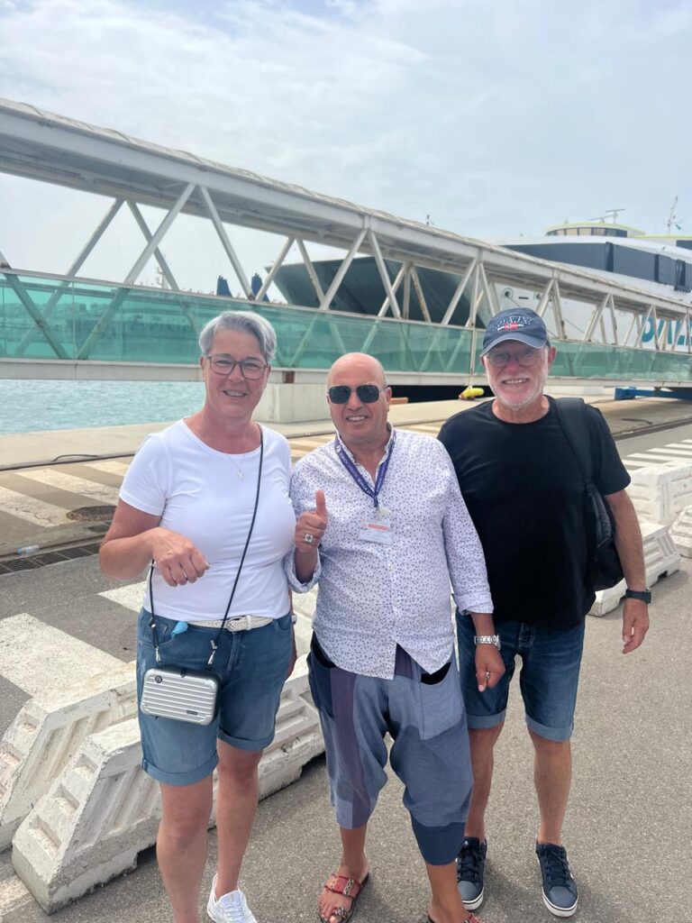 Guide and two guests at the Tangier cruise port